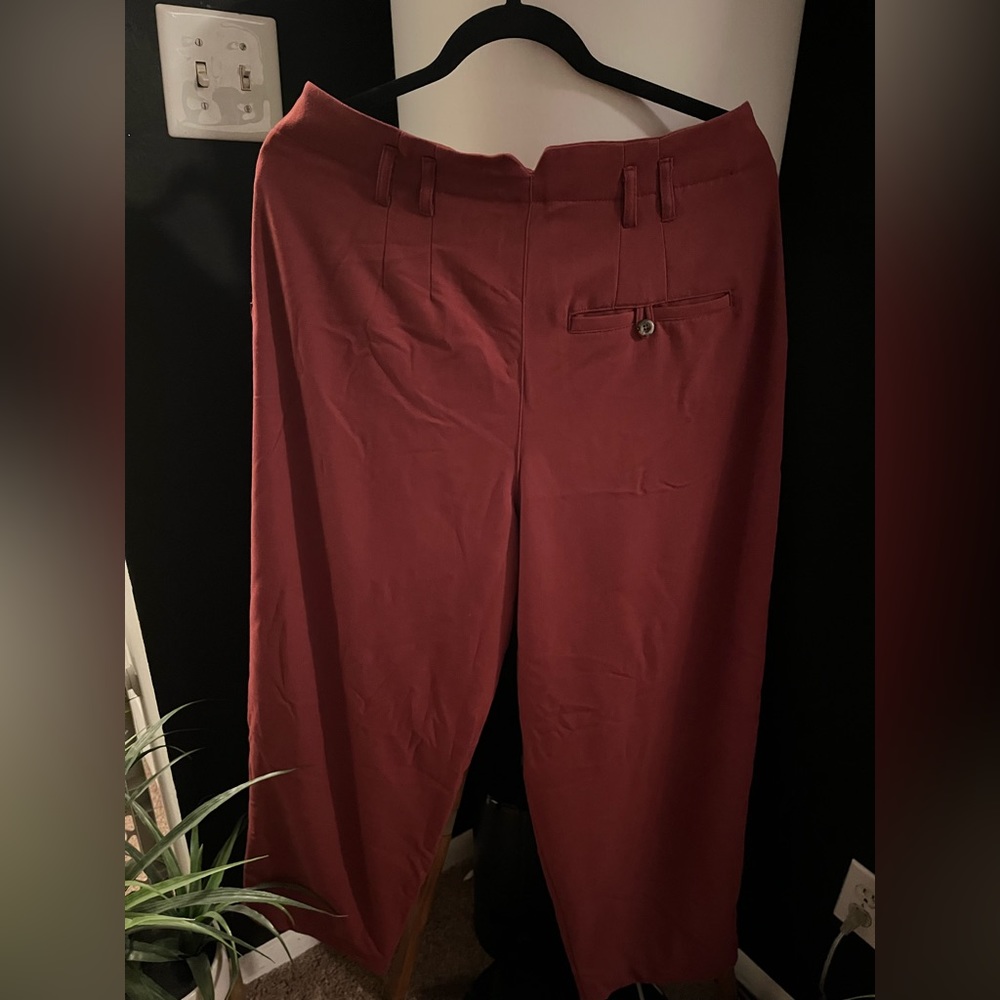 NWOT FREE PEOPLE Calla Tailored Trousers In Burgundy MSRP $98 Size 8 - Picture 8 of 8